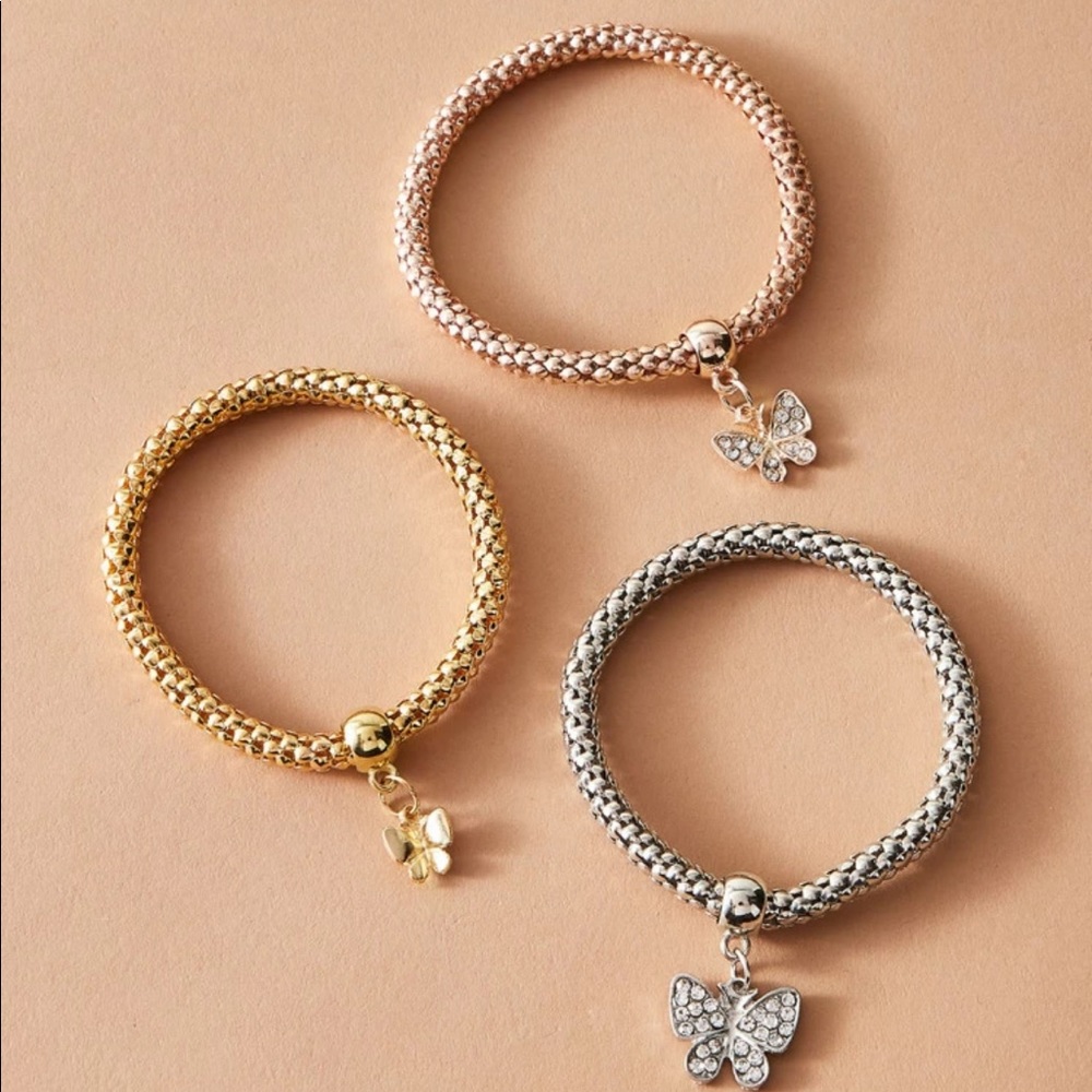 • Hallie • 3 Pc. Butterfly Bracelet Set - Picture 3 of 4